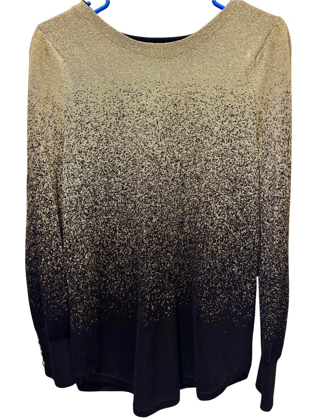 Adrienne Vittadini Gold & Black Ombre Metallic Women’s Crew Neck Sweater LARGE